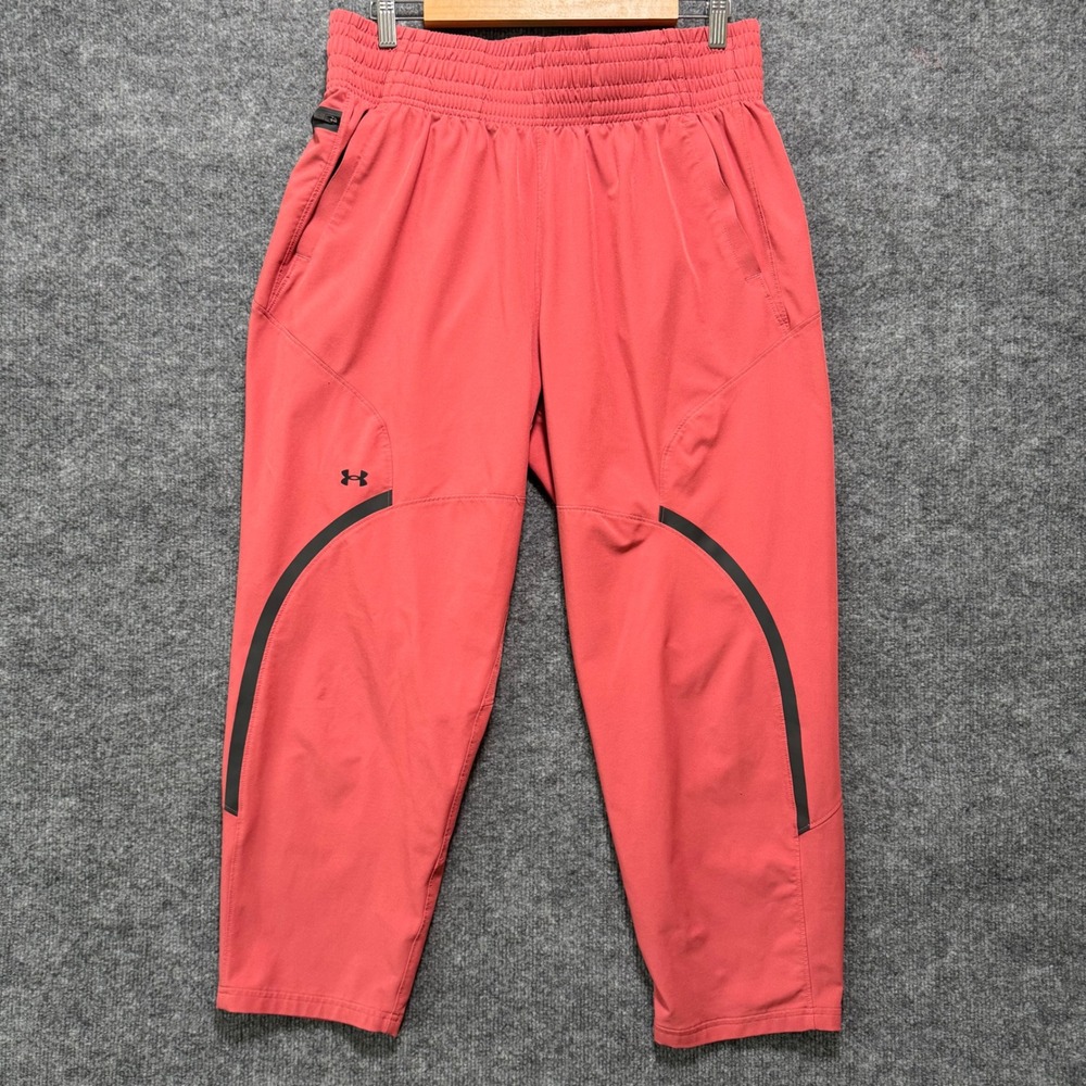 Under Armour Pants Womens Ankle Unstoppable Large Tapered‎ Training Salmon Pink